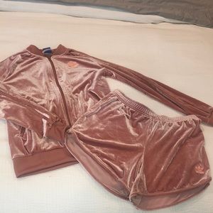 Velour Adidas Shorts Track Suit